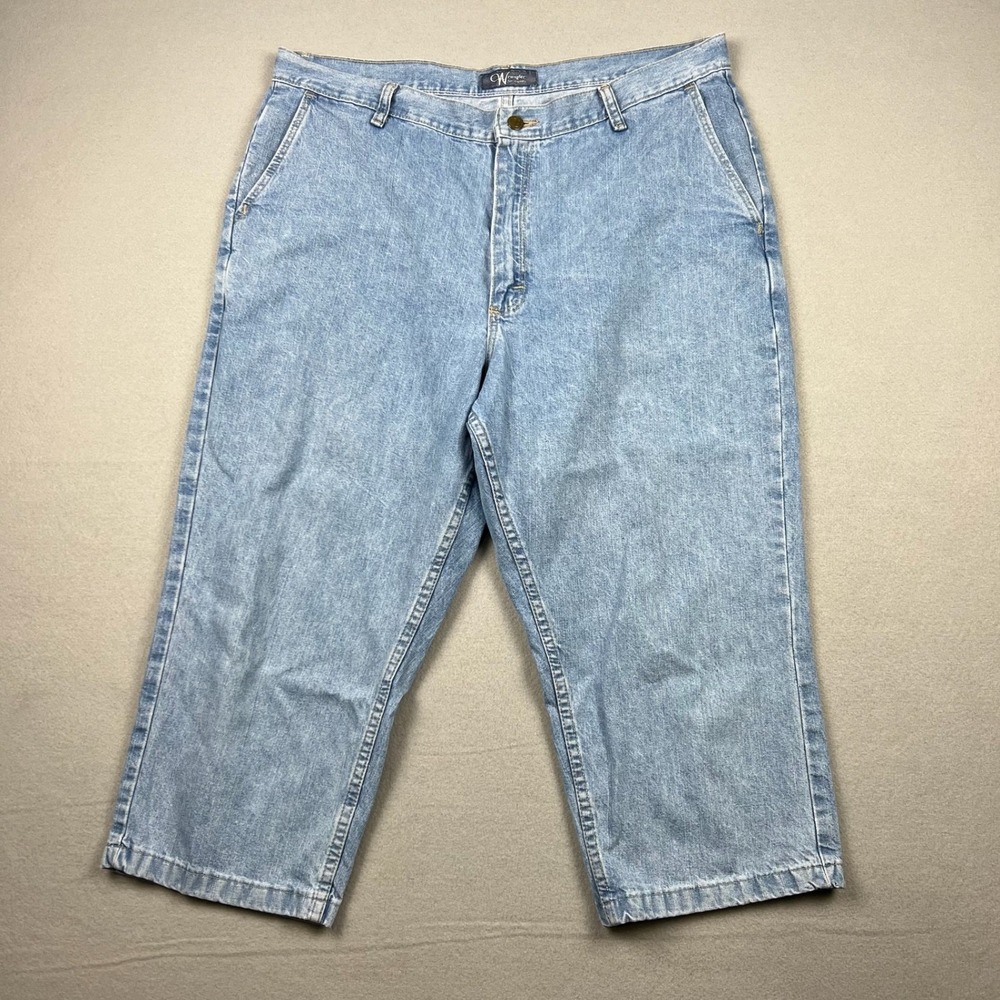 Vintage 90s Wrangler Women 18 Blue Light Wash Denim Capri Crop Jeans MS6W713